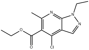 4-CHLORO-1-ETHYL-6-METHYL-1H-PYRAZOLO[3,4-B]PYRIDINE-5-CARBOXYLIC ACID ETHYL ESTER Structure