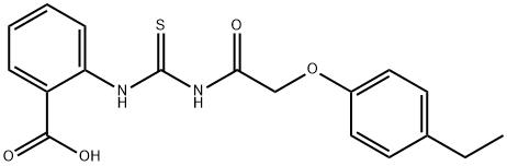 2-[[[[(4-ETHYLPHENOXY)ACETYL]AMINO]THIOXOMETHYL]AMINO]-BENZOIC ACID Structure