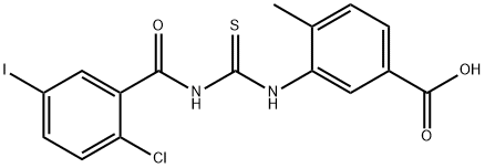 3-[[[(2-CHLORO-5-IODOBENZOYL)AMINO]THIOXOMETHYL]AMINO]-4-METHYL-BENZOIC ACID Structure