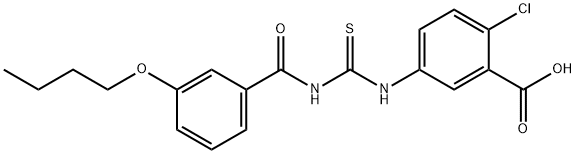 5-[[[(3-BUTOXYBENZOYL)AMINO]THIOXOMETHYL]AMINO]-2-CHLORO-BENZOIC ACID Structure