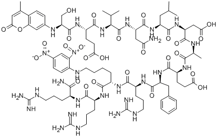 MCA-SER-GLU-VAL-ASN-LEU-ASP-ALA-GLU-PHE-ARG-LYS(DNP)-ARG-ARG-NH2 Structure