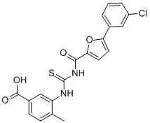 3-[[[[[5-(3-CHLOROPHENYL)-2-FURANYL]CARBONYL]AMINO]THIOXOMETHYL]AMINO]-4-METHYL-BENZOIC ACID Structure