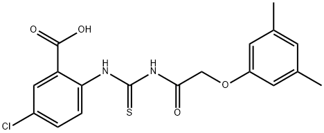 5-CHLORO-2-[[[[(3,5-DIMETHYLPHENOXY)ACETYL]AMINO]THIOXOMETHYL]AMINO]-BENZOIC ACID Structure