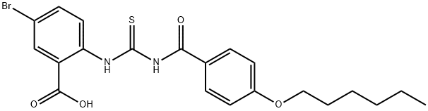 5-BROMO-2-[[[[4-(HEXYLOXY)BENZOYL]AMINO]THIOXOMETHYL]AMINO]-BENZOIC ACID Structure