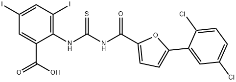 2-[[[[[5-(2,5-DICHLOROPHENYL)-2-FURANYL]CARBONYL]AMINO]THIOXOMETHYL]AMINO]-3,5-DIIODO-BENZOIC ACID Structure