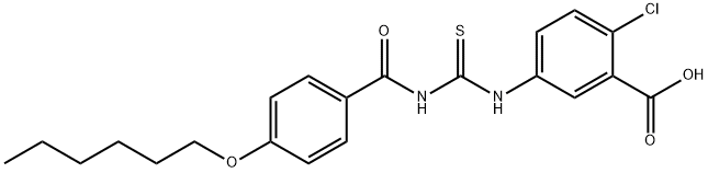 2-CHLORO-5-[[[[4-(HEXYLOXY)BENZOYL]AMINO]THIOXOMETHYL]AMINO]-BENZOIC ACID Structure