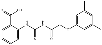 2-[[[[(3,5-DIMETHYLPHENOXY)ACETYL]AMINO]THIOXOMETHYL]AMINO]-BENZOIC ACID Structure