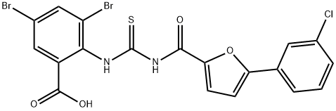 3,5-DIBROMO-2-[[[[[5-(3-CHLOROPHENYL)-2-FURANYL]CARBONYL]AMINO]THIOXOMETHYL]AMINO]-BENZOIC ACID Structure