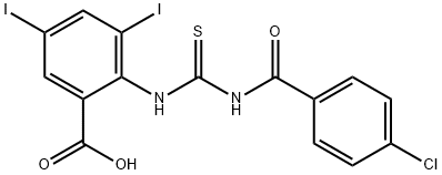 2-[[[(4-CHLOROBENZOYL)AMINO]THIOXOMETHYL]AMINO]-3,5-DIIODO-BENZOIC ACID Structure