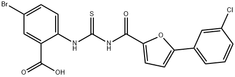 5-BROMO-2-[[[[[5-(3-CHLOROPHENYL)-2-FURANYL]CARBONYL]AMINO]THIOXOMETHYL]AMINO]-BENZOIC ACID Structure