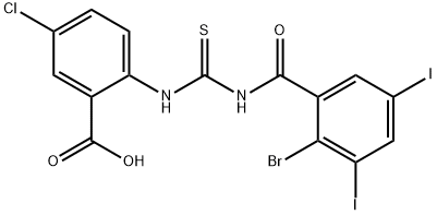 2-[[[(2-BROMO-3,5-DIIODOBENZOYL)AMINO]THIOXOMETHYL]AMINO]-5-CHLORO-BENZOIC ACID Structure