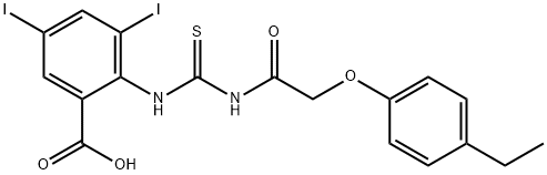 2-[[[[(4-ETHYLPHENOXY)ACETYL]AMINO]THIOXOMETHYL]AMINO]-3,5-DIIODO-BENZOIC ACID Structure