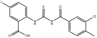 2-[[[(3-CHLORO-4-METHYLBENZOYL)AMINO]THIOXOMETHYL]AMINO]-5-IODO-BENZOIC ACID Structure