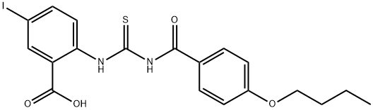 2-[[[(4-BUTOXYBENZOYL)AMINO]THIOXOMETHYL]AMINO]-5-IODO-BENZOIC ACID Structure