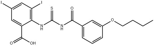 2-[[[(3-BUTOXYBENZOYL)AMINO]THIOXOMETHYL]AMINO]-3,5-DIIODO-BENZOIC ACID Structure