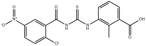 3-[[[(2-CHLORO-5-NITROBENZOYL)AMINO]THIOXOMETHYL]AMINO]-2-METHYL-BENZOIC ACID Structure