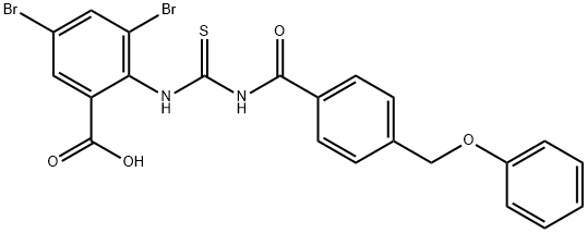 3,5-DIBROMO-2-[[[[4-(PHENOXYMETHYL)BENZOYL]AMINO]THIOXOMETHYL]AMINO]-BENZOIC ACID Structure