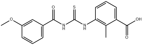 3-[[[(3-METHOXYBENZOYL)AMINO]THIOXOMETHYL]AMINO]-2-METHYL-BENZOIC ACID Structure