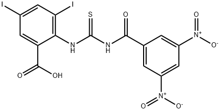 2-[[[(3,5-DINITROBENZOYL)AMINO]THIOXOMETHYL]AMINO]-3,5-DIIODO-BENZOIC ACID Structure