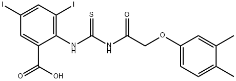 2-[[[[(3,4-DIMETHYLPHENOXY)ACETYL]AMINO]THIOXOMETHYL]AMINO]-3,5-DIIODO-BENZOIC ACID Structure