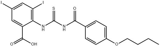 2-[[[(4-BUTOXYBENZOYL)AMINO]THIOXOMETHYL]AMINO]-3,5-DIIODO-BENZOIC ACID Structure