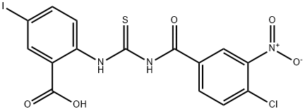 2-[[[(4-CHLORO-3-NITROBENZOYL)AMINO]THIOXOMETHYL]AMINO]-5-IODO-BENZOIC ACID Structure