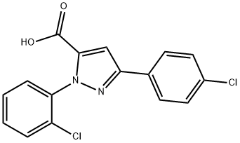 1-(2-CHLOROPHENYL)-3-(4-CHLOROPHENYL)-1H-PYRAZOLE-5-CARBOXYLIC ACID Structure