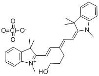 2-[(1E,3E)-3-(3-HYDROXYPROPYL)-5-(1,3,3-TRIMETHYL-1,3-DIHYDRO-2H-INDOL-2-YLIDENE)-1,3-PENTADIENYL]-1,3,3-TRIMETHYL-3H-INDOLIUM PERCHLORATE Structure