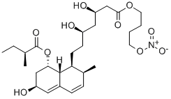 1S,2S,6S,7,8S,8AR-HEXAHYDRO-BETA,DELTA,6-TRIHYDROXY-2-METHYL-8-[(2S)-2-METHYL-1-OXOBUTOXY]-4-(NITROOXY)BUTYL ESTER, 1-NAPHTHALENEHEPTANOIC ACID Structure