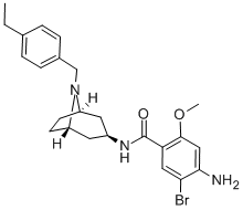 Benzamide, 4-amino-5-bromo-N-(8-((4-ethylphenyl)methyl)-8-azabicyclo(3 .2.1)oct-3-yl)-2-methoxy-, exo- Structure