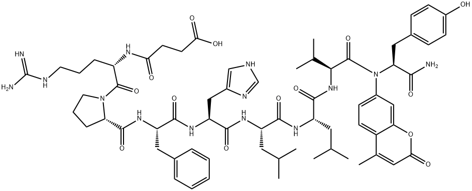 SUC-ARG-PRO-PHE-HIS-LEU-LEU-VAL-TYR-AMC TFA Structure