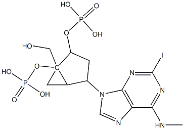 (1R,2S,4S,5S)-4-[2-IODO-6-(METHYLAMINO)-9H-PURIN-9-YL]-2-(PHOSPHONOOXY)BICYCLO[3.1.0]HEXANE-1-METHANOL DIHYDROGEN PHOSPHATE ESTER TETRAAMMONIUM SALT Structure