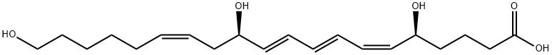 (5S,12R)-5,12,20-TRIHYDROXY-(6Z,8E,10E,14Z)-EICOSATETRAENOIC ACID Structure