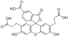 2`,7`-Bis(2-carboxyethyl)-5(6)-carboxyfluorescein Structure