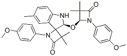 (S)-1-(4-METHOXYPHENYL)-2'-((S)-1-(4-METHOXYPHENYL)-3,3-DIMETHYL-4-OXOAZETIDIN-2-YLOXY)-3,3,5'-TRIMETHYLSPIRO[AZETIDINE-2.3'-INDOLINE]-4-ONE Structure