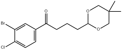 3'-BROMO-4'-CHLORO-4-(5,5-DIMETHYL-1,3-DIOXAN-2-YL)BUTYROPHENONE Structure