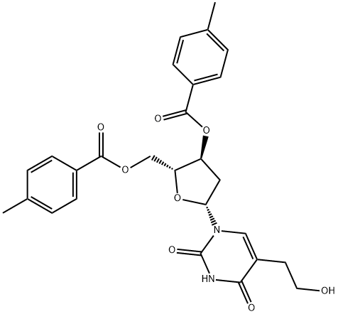 3',5'-DI-O-(P-TOLUOYL)-5-(2-HYDROXYETHYL)-2'-DEOXYURIDINE Structure