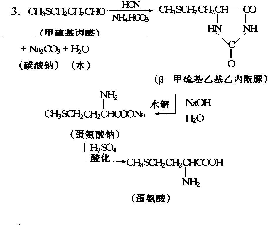 丙烯醛于甲硫醇制备蛋氨酸化学反应方程式