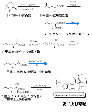 实验室合成高三尖杉酯碱化学反应路线