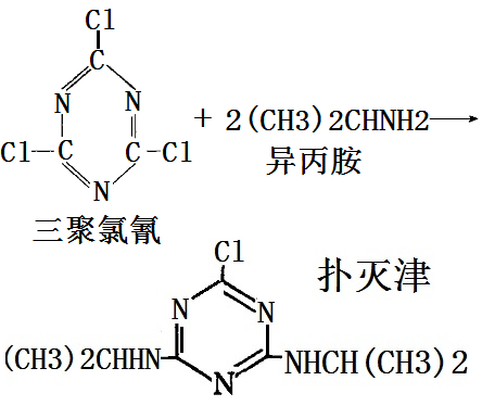 制备扑灭津的化学反应路线图