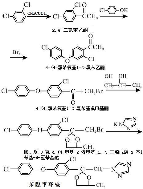 苯醚甲环唑的合成路线