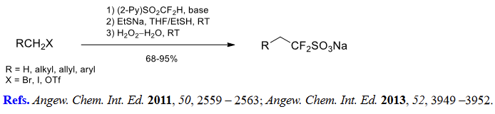 Difluoro(sulfonato)methylation of alkyl halides and triflates