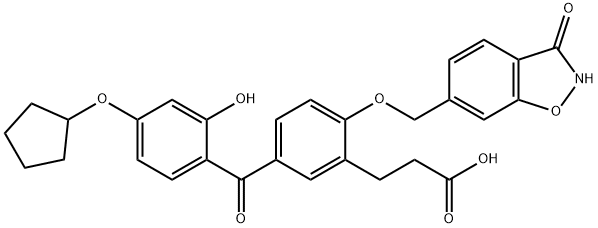 3-(5-(4-(环戊基氧基)-2-羟基苯甲酰基)-2-((3-羟基-1,2-苯并异恶唑-6-基)甲氧基)苯基)丙酸