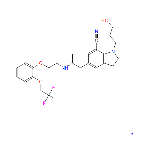 885340-13-6；2,3-二氢-1-(3-羟基丙基)-5-[(2R)-2-[[2-[2-(2,2,2-三氟乙氧基)苯氧基]乙基]氨基]丙基]-1H-吲哚-7-甲腈