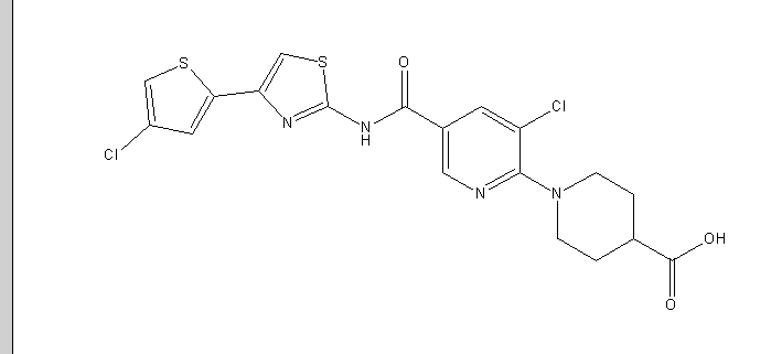 1-(3-氯-5-((4-(4-氯噻吩-2-基)噻唑-2-基)氨甲酰)吡啶-2-基)哌啶-4-羧酸