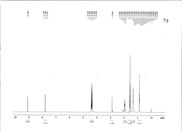 1-己基-3-甲基咪唑四氟硼酸盐,HMImBF4,244193-50-8,1-hexyl-3-methylimidazolium tetrafluoroborate,核磁 NMR, H谱, 氘代丙酮