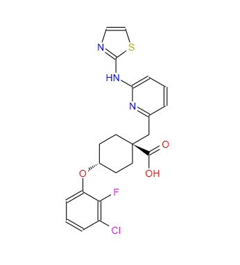 1010085-13-8；反式-4-(3-氯-2-氟苯氧基)-1-[[6-(2-噻唑基氨基)-2-吡啶基]甲基]环己烷甲酸