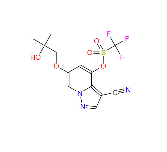 Methanesulfonic acid, 1,1,1-trifluoro-, 3-cyano-6-(2-hydroxy-2-methylpropoxy)pyrazolo[1,5-a]pyridin-4-yl ester